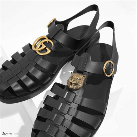 gucci rubber buckle strap sandals|Gucci snakeskin sandals.